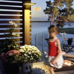 Solar Wall Lights Outdoor IP65 Waterproof with Remote Control Motion Sensor Street Light for Courtyard Garage Garden Corridor