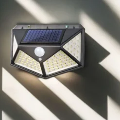 Solar Wall Lights Outdoor 100LEDs 3 Modes 270 Lighting Angle Solar Motion Sensor Outdoor Lamp IP65 Waterproof Light Control Solar Wall Lamp Suitable for Garage Fence Deck Courtyard