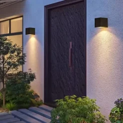 Solar Wall Lights Waterproof Outdoor Warm White/RGB LED Decor Lighting for Yard Garden and Exterior Walls Outdoor Solar Fence Lights 2pcs