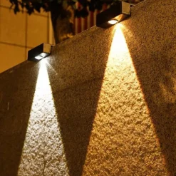 Solar Wall Wash Light RGB/Warm Lighting Outdoor Waterproof High Brightness Solar Wall Lamp Garden Yard Balcony Fence Garage Porch Wall Decoration 1/2/4pcs