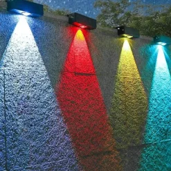Solar Wall Wash Light RGB/Warm Lighting Outdoor Waterproof High Brightness Solar Wall Lamp Garden Yard Balcony Fence Garage Porch Wall Decoration 1/2/4pcs