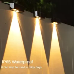 Solar Wall Wash Light RGB/Warm Lighting Outdoor Waterproof High Brightness Solar Wall Lamp Garden Yard Balcony Fence Garage Porch Wall Decoration 1/2/4pcs