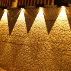 Solar Wall Wash Light RGB/Warm Lighting Outdoor Waterproof High Brightness Solar Wall Lamp Garden Yard Balcony Fence Garage Porch Wall Decoration 1/2/4pcs