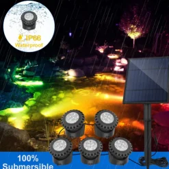 Solar Waterproof Pool Light - 5 Heads 6 LED Beads, Underwater Pond & Aquarium Lighting, Energy-Saving for Outdoor Pathway Garden Patio and Pool 1pc