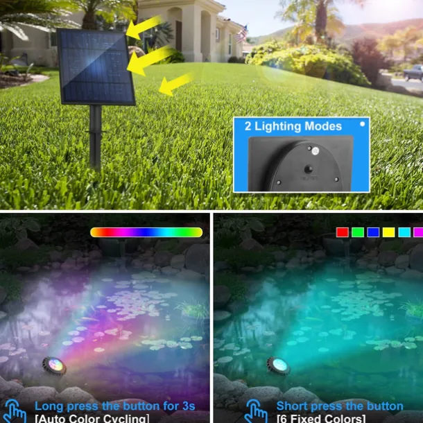 Solar Waterproof Pool Light - 5 Heads 6 LED Beads, Underwater Pond & Aquarium Lighting, Energy-Saving for Outdoor Pathway Garden Patio and Pool 1pc