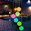 Solar Wind Chime Light Outdoor Lights Waterproof Colorful LED Ball Light Outdoor Hanging Lamp Balcony Garden Patio Room Decoration IP65 LED Solar Garden Light