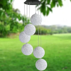 Solar Wind Chime Light Outdoor Lights Waterproof Colorful LED Ball Light Outdoor Hanging Lamp Balcony Garden Patio Room Decoration IP65 LED Solar Garden Light