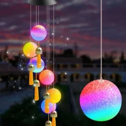 Solar Wind Chimes Bell Dragonfly LED Lights Outdoor Waterproof Auto Light Color-Changing Solar Powered Hanging Lights for Courtyard Garden Patio Festival Decoration