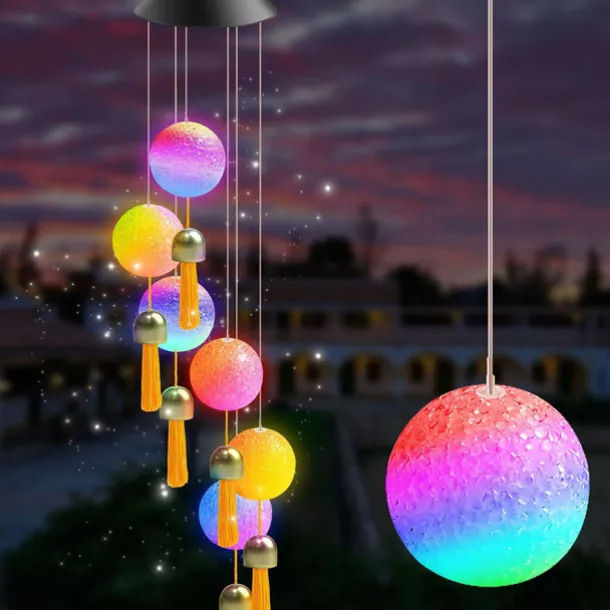Solar Wind Chimes Bell Dragonfly LED Lights Outdoor Waterproof Auto Light Color-Changing Solar Powered Hanging Lights for Courtyard Garden Patio Festival Decoration