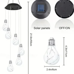 Solar Wind Chimes Outdoor Light Outside Hanging Solar Lights Wind Chime For Women Grandma Mom Birthday Windchimes Christmas Decor For Outdoor Garden Balcony Bedroom Yard