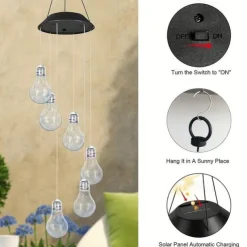 Solar Wind Chimes Outdoor Light Outside Hanging Solar Lights Wind Chime For Women Grandma Mom Birthday Windchimes Christmas Decor For Outdoor Garden Balcony Bedroom Yard