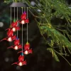 Solar Wind Chimes Red Bird Lights Outdoor Light LED Hanging Light Villa Courtyard Balcony Solar Wind Chimes Lights Christmas Holiday Decoration
