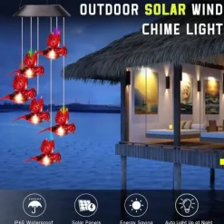 Solar Wind Chimes Red Bird Lights Outdoor Light LED Hanging Light Villa Courtyard Balcony Solar Wind Chimes Lights Christmas Holiday Decoration