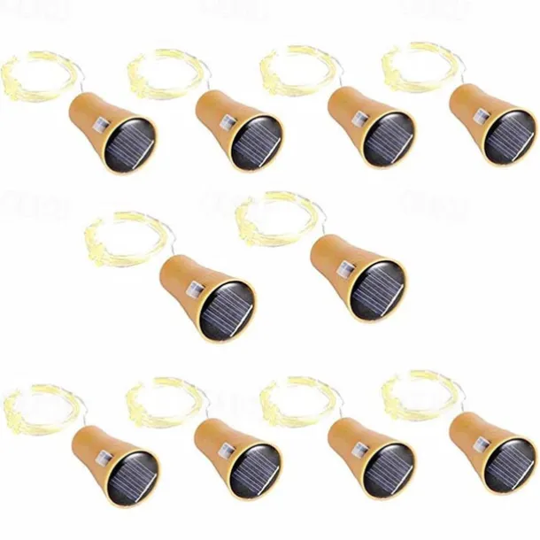 Solar Wine Bottle String Lights Outdoor Wedding Decoration 2m 20LED Fairy Lights with Cork Waterproof Christmas Light Copper Garland Patio Garden String Lights 10pcs 6pcs 2pcs