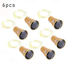 Solar Wine Bottle String Lights Outdoor Wedding Decoration 2m 20LED Fairy Lights with Cork Waterproof Christmas Light Copper Garland Patio Garden String Lights 10pcs 6pcs 2pcs
