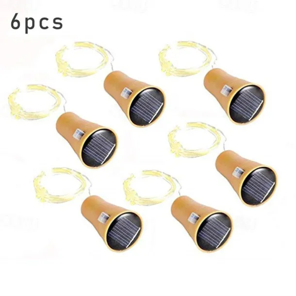 Solar Wine Bottle String Lights Outdoor Wedding Decoration 2m 20LED Fairy Lights with Cork Waterproof Christmas Light Copper Garland Patio Garden String Lights 10pcs 6pcs 2pcs