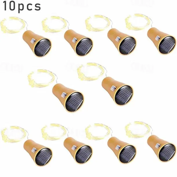 Solar Wine Bottle String Lights Outdoor Wedding Decoration 2m 20LED Fairy Lights with Cork Waterproof Christmas Light Copper Garland Patio Garden String Lights 10pcs 6pcs 2pcs