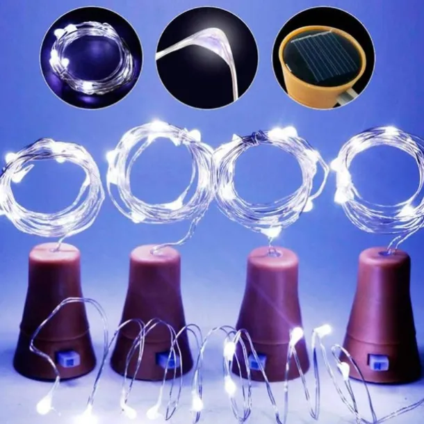 Solar Wine Bottle String Lights Outdoor Wedding Decoration 2m 20LED Fairy Lights with Cork Waterproof Christmas Light Copper Garland Patio Garden String Lights 10pcs 6pcs 2pcs