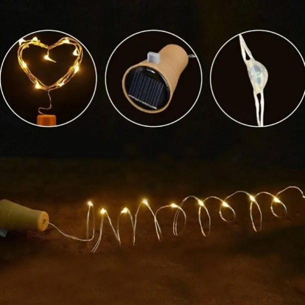 Solar Wine Bottle String Lights Outdoor Wedding Decoration 2m 20LED Fairy Lights with Cork Waterproof Christmas Light Copper Garland Patio Garden String Lights 10pcs 6pcs 2pcs