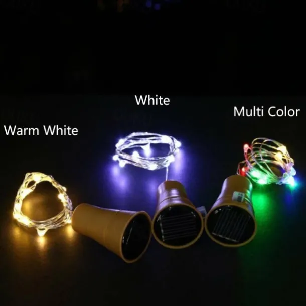 Solar Wine Bottle String Lights Outdoor Wedding Decoration 2m 20LED Fairy Lights with Cork Waterproof Christmas Light Copper Garland Patio Garden String Lights 10pcs 6pcs 2pcs