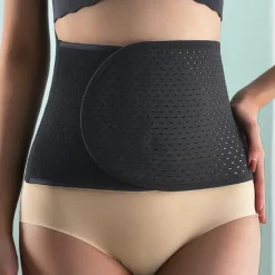 Solid Breathable Tummy Control Belt, Velcro Slimming Postpartum Belly Belt, Women's Underwear & Shapewear