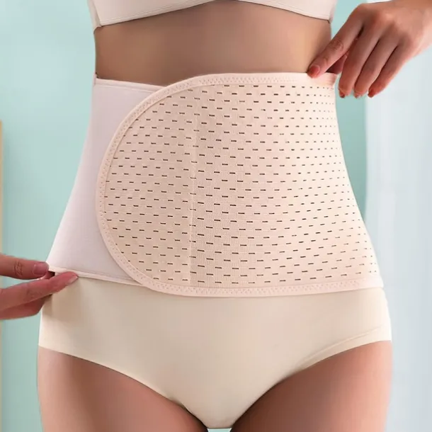 Solid Breathable Tummy Control Belt, Velcro Slimming Postpartum Belly Belt, Women's Underwear & Shapewear