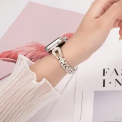 Solo Loop Compatible with Apple Watch band 38mm 40mm 41mm 42mm 44mm 45mm 49mm Women Bling Diamond Adjustable Alloy Strap Replacement Wristband for iwatch Ultra 2 Series 9 8 7 SE 6 5 4 3 2 1