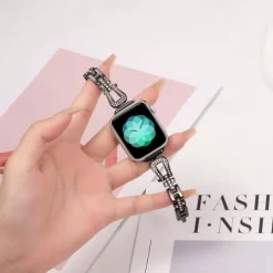 Solo Loop Compatible with Apple Watch band 38mm 40mm 41mm 42mm 44mm 45mm 49mm Women Bling Diamond Adjustable Alloy Strap Replacement Wristband for iwatch Ultra 2 Series 9 8 7 SE 6 5 4 3 2 1