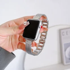 Solo Loop Compatible with Apple Watch band 38mm 40mm 41mm 42mm 44mm 45mm 49mm Women Metal Clasp Adjustable Alloy Strap Replacement Wristband for iwatch Ultra 2 Series 9 8 7 SE 6 5 4 3 2 1