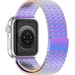 Solo Loop Compatible with Apple Watch band 38mm 40mm 41mm 42mm 44mm 45mm 49mm Magnetic Clasp Adjustable Stainless Steel Strap Replacement Wristband for iwatch Ultra 2 Series 9 8 7 SE 6 5 4 3 2 1