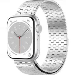 Solo Loop Compatible with Apple Watch band 38mm 40mm 41mm 42mm 44mm 45mm 49mm Magnetic Clasp Adjustable Stainless Steel Strap Replacement Wristband for iwatch Ultra 2 Series 9 8 7 SE 6 5 4 3 2 1