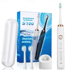 Sonic Electric Toothbrush Wireless Charging 5 Brushing Modes With Travel Box Brush Head Dust Cover 3 Replacement Soft Bristle Brush Heads