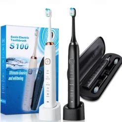 Sonic Electric Toothbrush Wireless Charging 5 Brushing Modes With Travel Box Brush Head Dust Cover 3 Replacement Soft Bristle Brush Heads