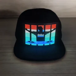Sound Activated LED Snapback Hat, LED Hats, Message Display Baseball Cap, for Party Christmas Halloween