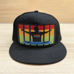 Sound Activated LED Snapback Hat, LED Hats, Message Display Baseball Cap, for Party Christmas Halloween
