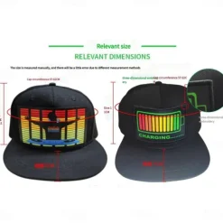 Sound Activated LED Snapback Hat, LED Hats, Message Display Baseball Cap, for Party Christmas Halloween