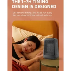 Space Heater 1200W Electric Heater Indoor Portable Thermostat PTC Fast Heating Chamber Small Heater with Heating and Fan Mode