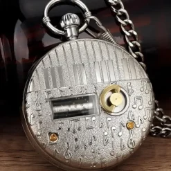 Space Series Music Pocket Watch Men with Chain Retro Vintage Fashion Clock Women Music Necklace Watches Unique Couples Collectibles Gift