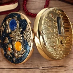Space Series Music Pocket Watch Men with Chain Retro Vintage Fashion Clock Women Music Necklace Watches Unique Couples Collectibles Gift