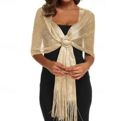 Sparkling Metallic Shawls and Wraps for Evening Party/Wedding/Formal Dresses