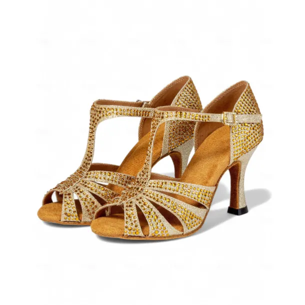 Sparkling Rhinestone Ballroom Dance Sandals – Latin Salsa High Heel Shoes for Women