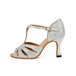 Sparkling Rhinestone Ballroom Dance Sandals – Latin Salsa High Heel Shoes for Women