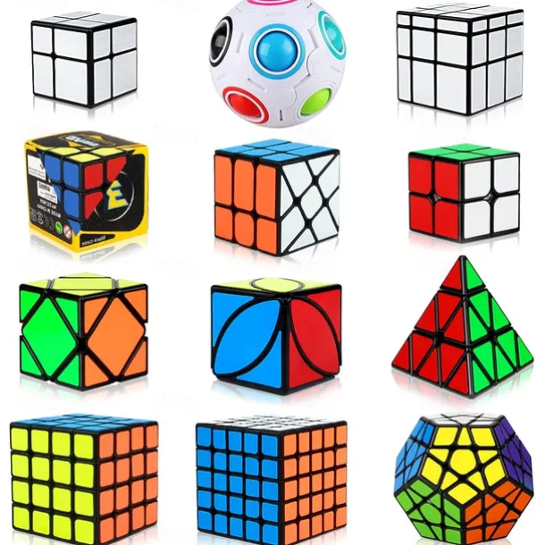 Speed Cube Set 12 pcs Magic Cube IQ Cube 2*2*2 3*3*3 4*4*4 Speedcubing Bundle Stress Reliever Puzzle Cube Professional Level SpeedToy Gift for Christmas Gifts