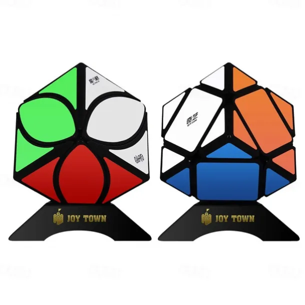 Speed Cube Set of 2 Cube Puzzle and Qiqi Skewb Cube Twisty Puzzle Smooth 3x3 Bundle Pack Speedcubing with Bonus Stands Great Gift Idea for Teenagers Black