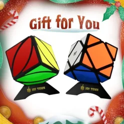Speed Cube Set of 2 Cube Puzzle and Qiqi Skewb Cube Twisty Puzzle Smooth 3x3 Bundle Pack Speedcubing with Bonus Stands Great Gift Idea for Teenagers Black