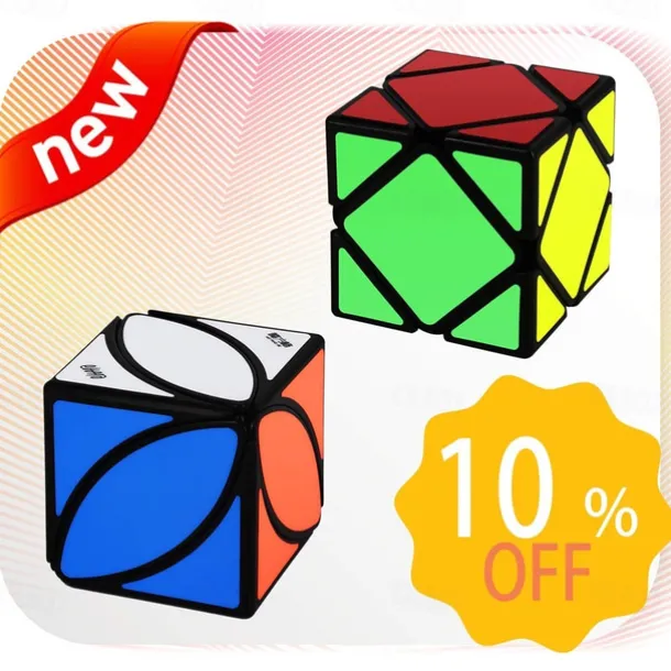 Speed Cube Set of 2 Cube Puzzle and Qiqi Skewb Cube Twisty Puzzle Smooth 3x3 Bundle Pack Speedcubing with Bonus Stands Great Gift Idea for Teenagers Black