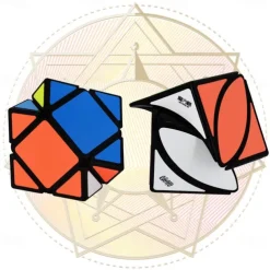 Speed Cube Set of 2 Cube Puzzle and Qiqi Skewb Cube Twisty Puzzle Smooth 3x3 Bundle Pack Speedcubing with Bonus Stands Great Gift Idea for Teenagers Black