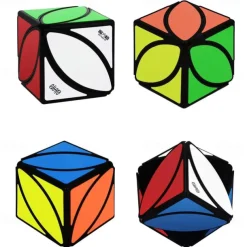 Speed Cube Set of 2 Cube Puzzle and Qiqi Skewb Cube Twisty Puzzle Smooth 3x3 Bundle Pack Speedcubing with Bonus Stands Great Gift Idea for Teenagers Black