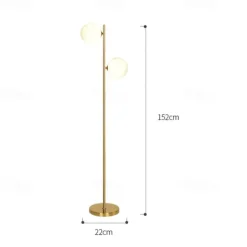 Sphere Living Room Floor Lamp, Mid-Century Modern 2 Sphere Pole Light for Bedroom, Bright LED Standing Lamp for Office, Modern Living Room Decor 110-240V