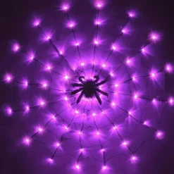 Spider Web Light Decoration Bedroom Party Bedroom Garden Yard Bar Haunted House Halloween Decoration Light String for Indoor and Outdoor (without Battery)